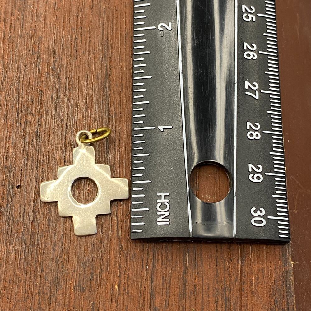 Vintage 925 Sterling Silver Chakana Andean Inca Cross Peru Pendant Charm - Picture 3 of 4